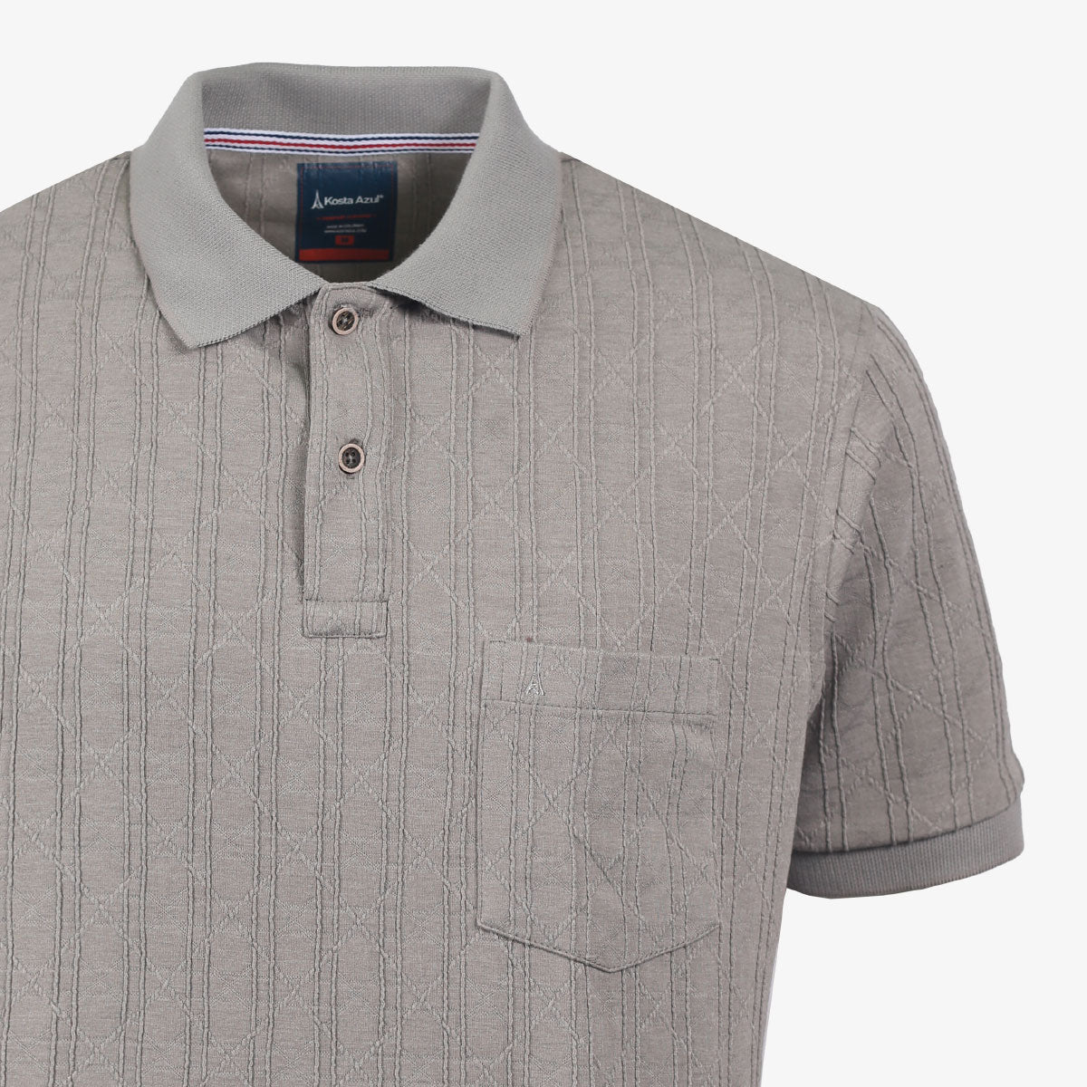 Polo Gris Texturizada con Bolsillo