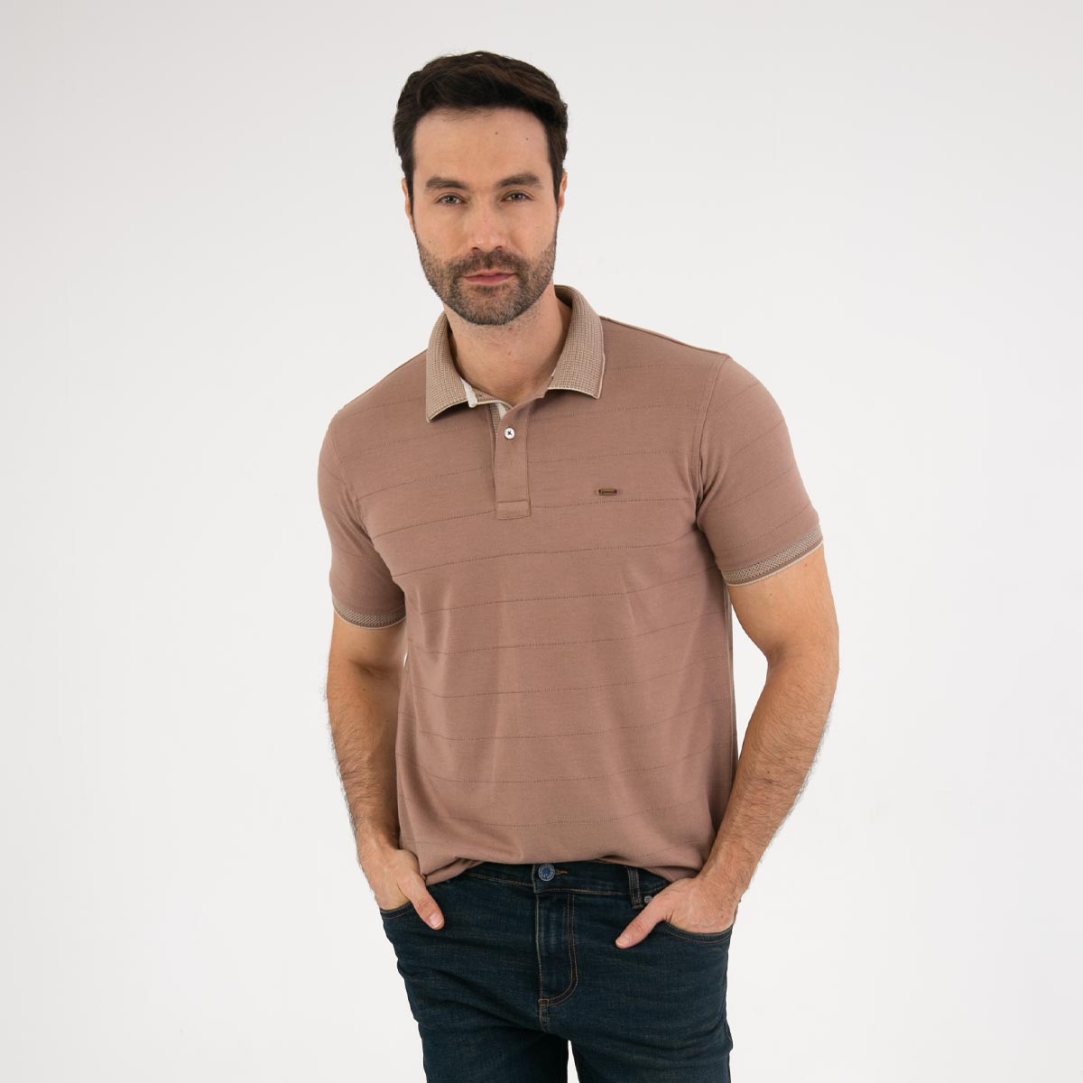 Camiseta Polo Regular Fit Verde con Textura Dobby para Hombre